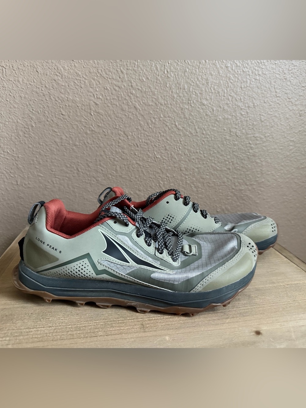 Altra Men's Trail Runners in Olive Green with Brick Red Lining